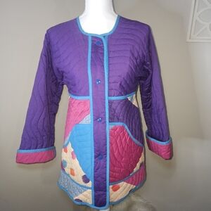 Vintage 1980s Jeanne Marc Saks Fifth Avenue Exclusive Quilted Werable Art Jacket